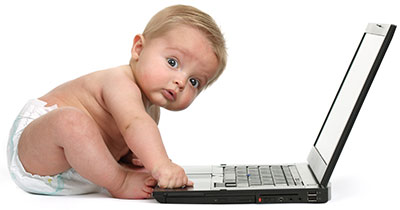 Baby using laptop